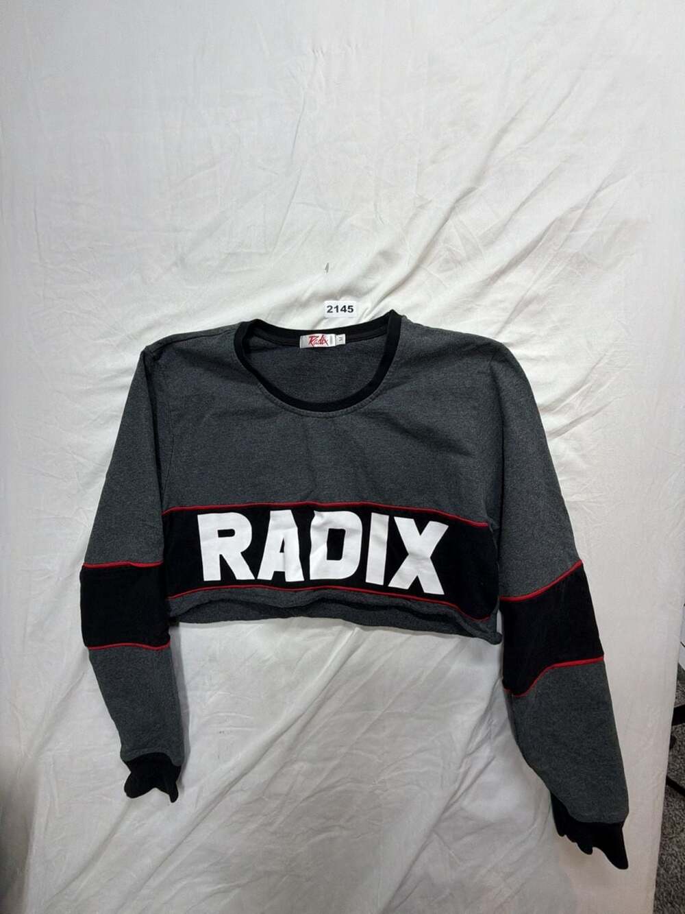 Radix Crop Sweatshirt Size M Gray Black Long Sleeve